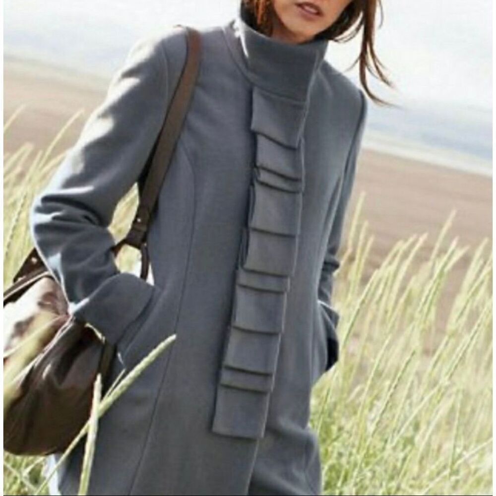 Garnet Hill Wool Coat Ribbon Classic Gray size 8